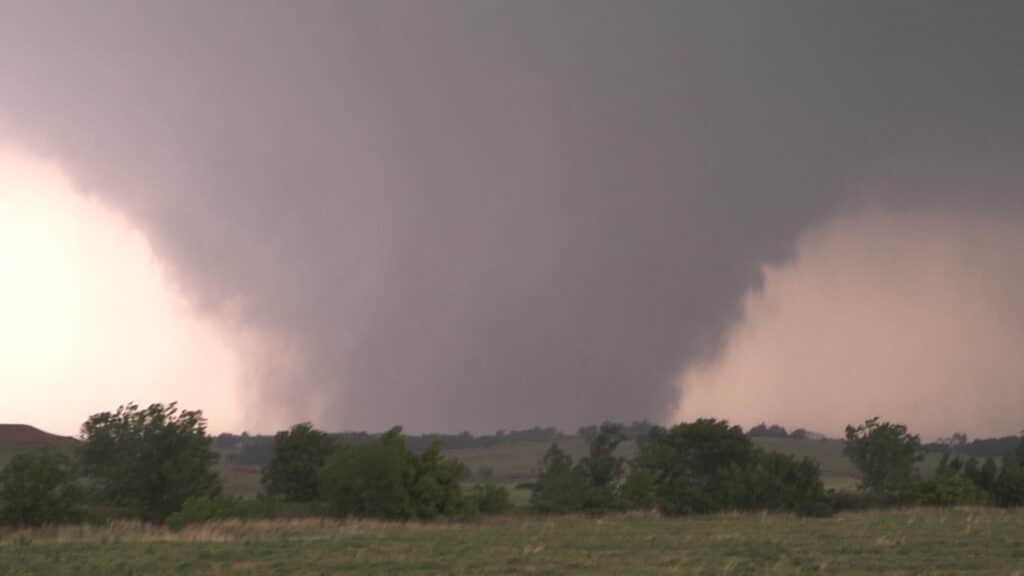 The Chickasha, OK tornado on May 24, 2011 just as it fully wedged out.