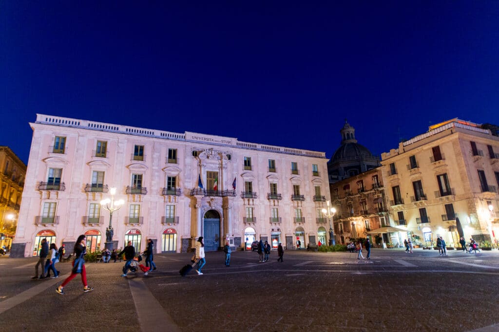 Piazza università in Catania, Italy