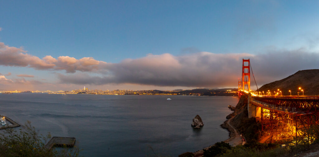 The Golden Gate Bridge and San Francisco from Saulsalito