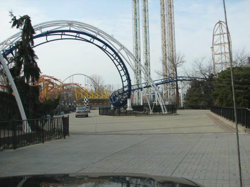Driving down Cedar Point midway