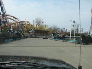 Driving down Cedar Point midway