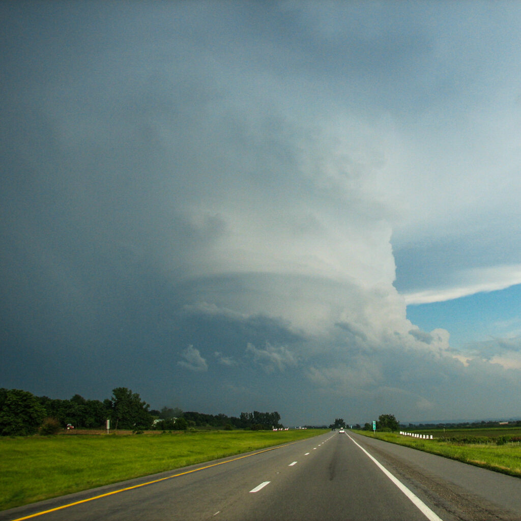 Explosive updraft in NW Missouri on June 7, 2009. This storm was dropping 5