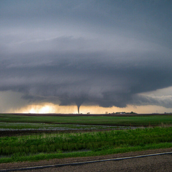 The famous Bowdle, SD supercell producing one of it's prettiest tornadoes on May 22, 2010