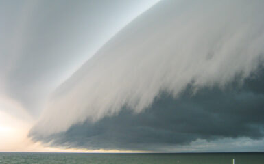 A shelf cloud rolls onto shore in Grand Haven, MI on July 18, 2010.