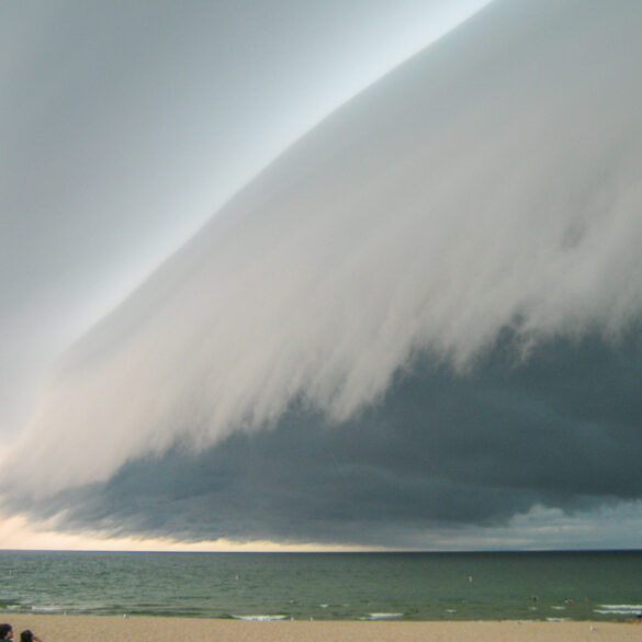 A shelf cloud rolls onto shore in Grand Haven, MI on July 18, 2010.