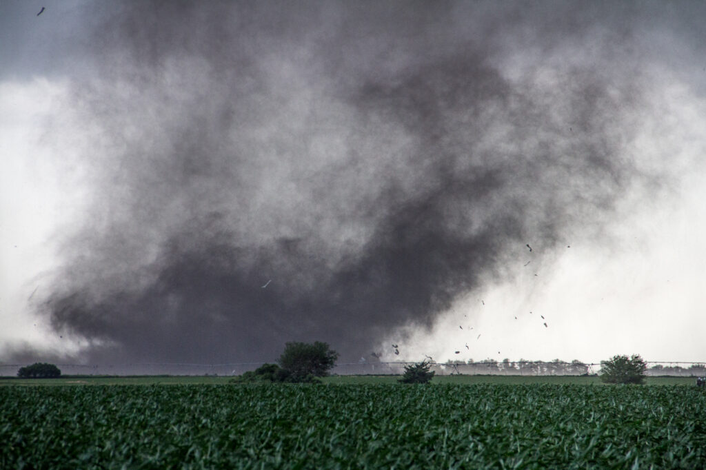A violent tornado near Bradshaw, NE destroys a farm on June 20, 2011