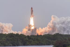 STS-135 Atlantis clears the launch pad tower for it's last launch July 8, 2011
