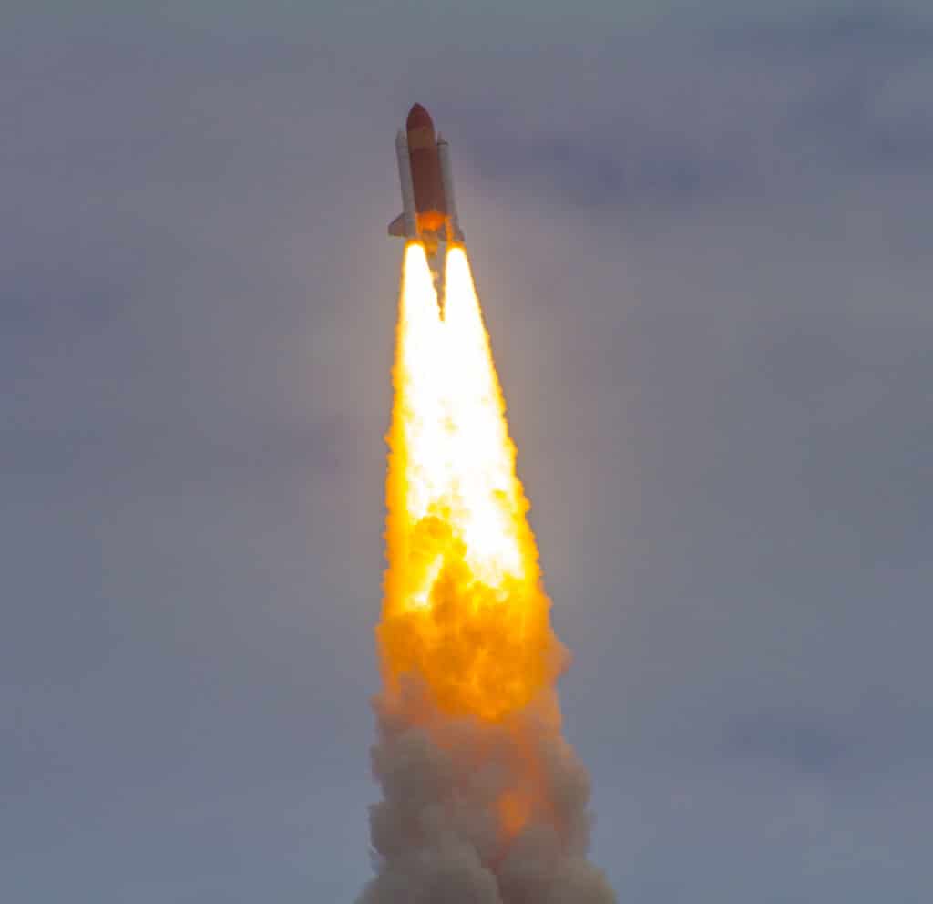 Launch of the Space Shuttle Atlantis, STS-135 on July 8, 2011 from the Kennedy Space Center in Florida. 