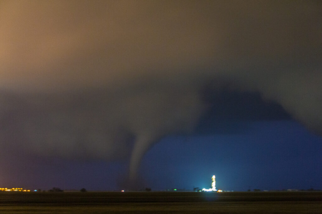 Front lit by lightning