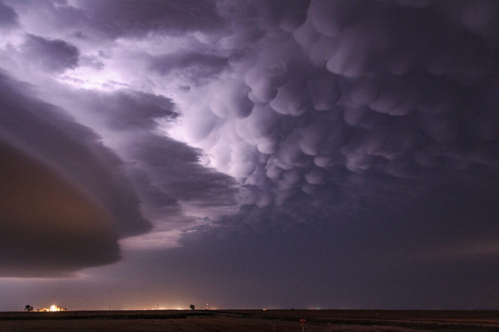 A display of mammatus clouds between Hobart and Lone Wolf, OK on May 19, 2012.
