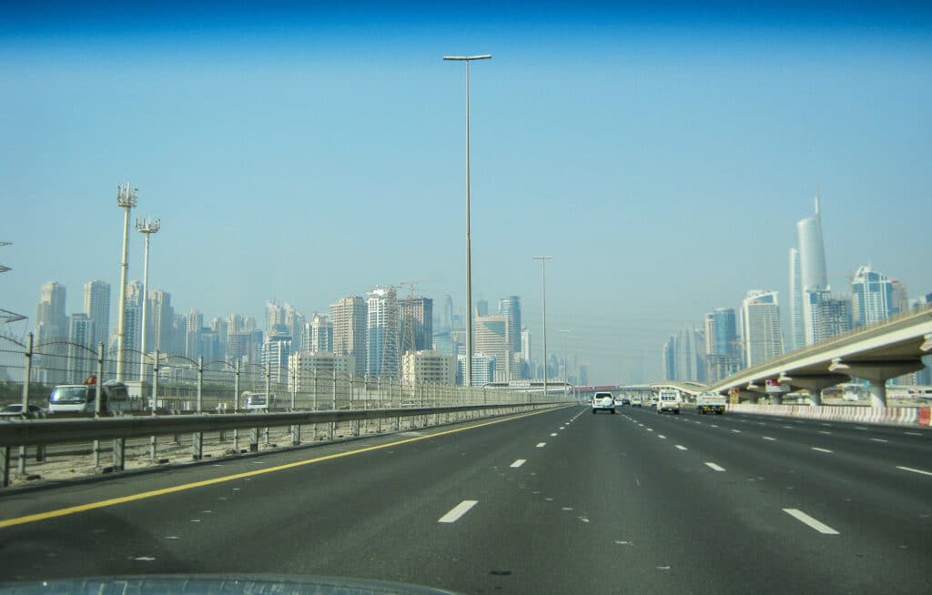 Driving into Dubai