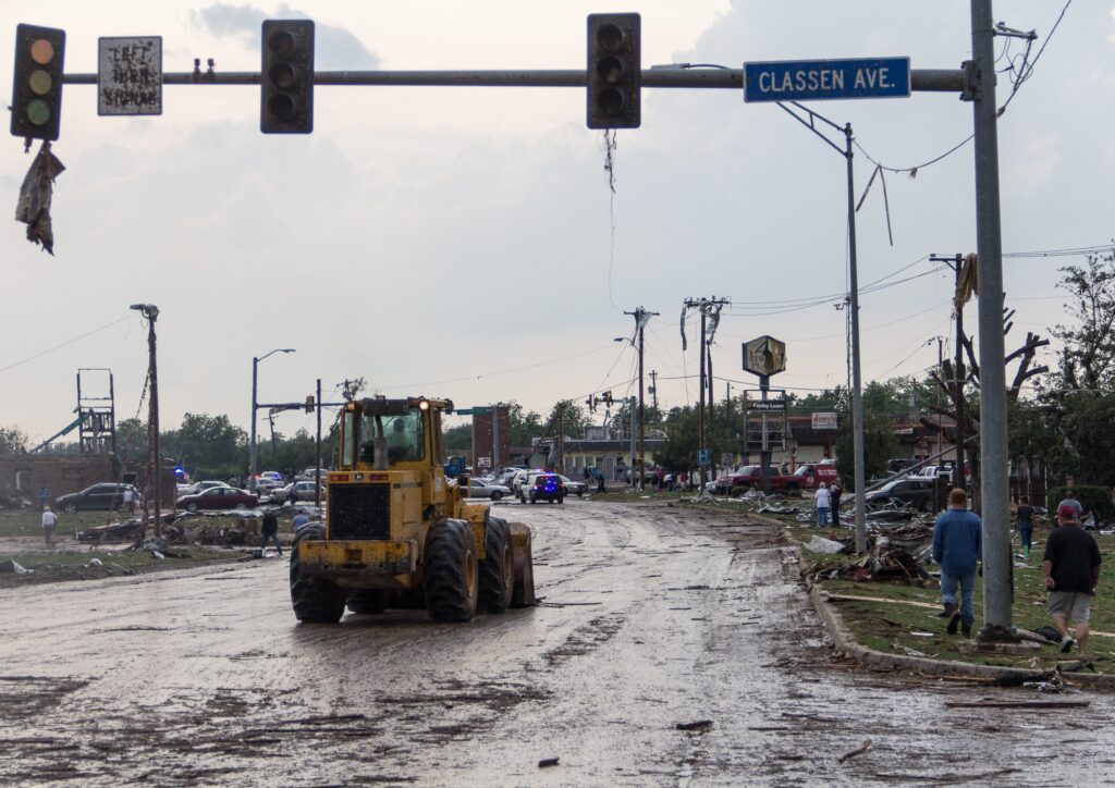 Damage along 4th street