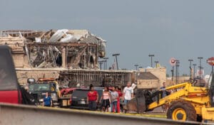 Destruction on the west side of the Moore Medical Center