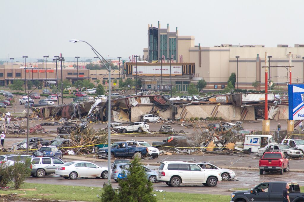 Damage near the Warren Theater