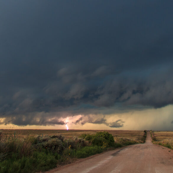 Lightning on a back road in Texas