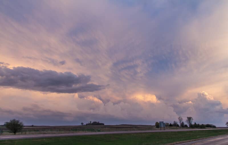 Mammatus at Sunset over I-35 in Iowa