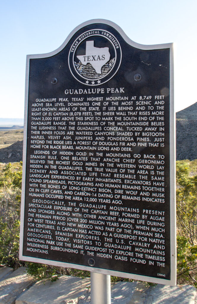 Guadalupe Peak Sign