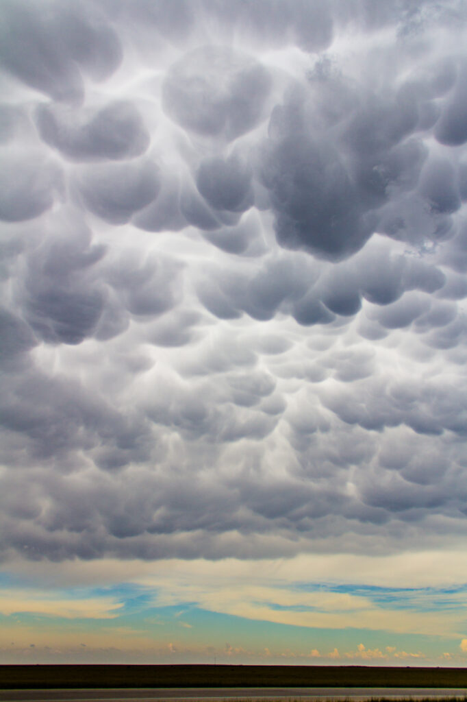 Nice mammatus overhead and to the east