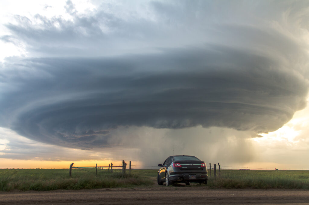 My Ford Taurus faces the storm in Hodgeman County, KS