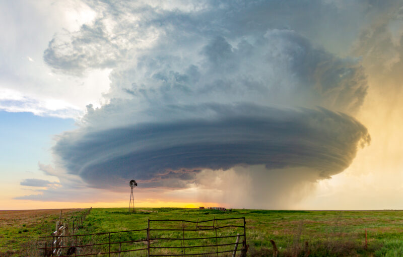 Sculpted supercell in Hodgeman County, Kansas on June 3, 2015. This storm had beautiful banding along its meso.