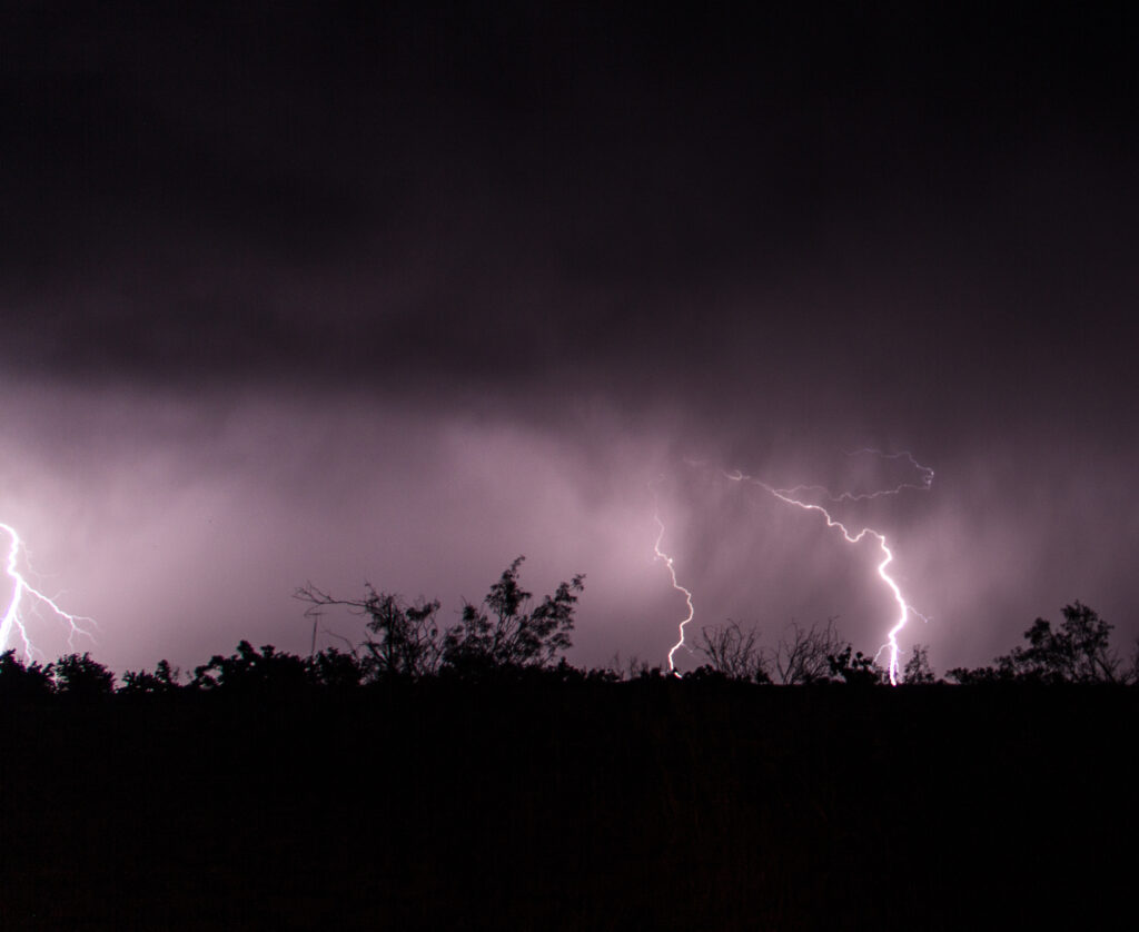Lightning at night in Texas