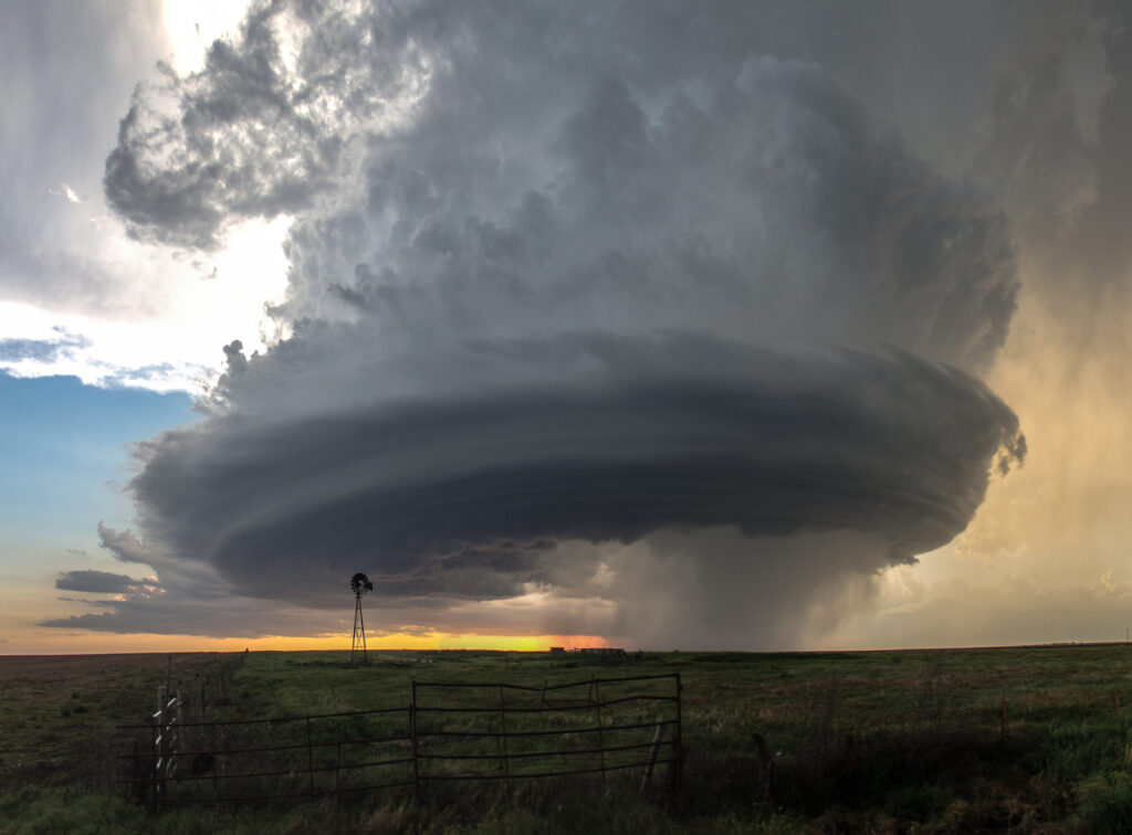 Beautifully sculpted supercell over desolate farmland in Kansas