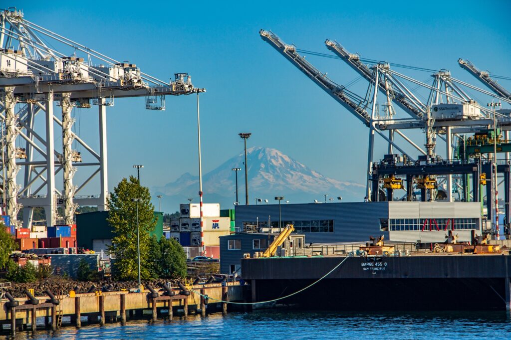 Port of Seattle and Mount Rainier