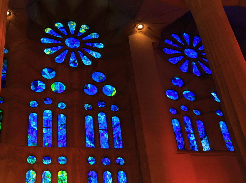 Stained glass inside La Sagrada Familia