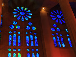 Stained glass inside La Sagrada Familia