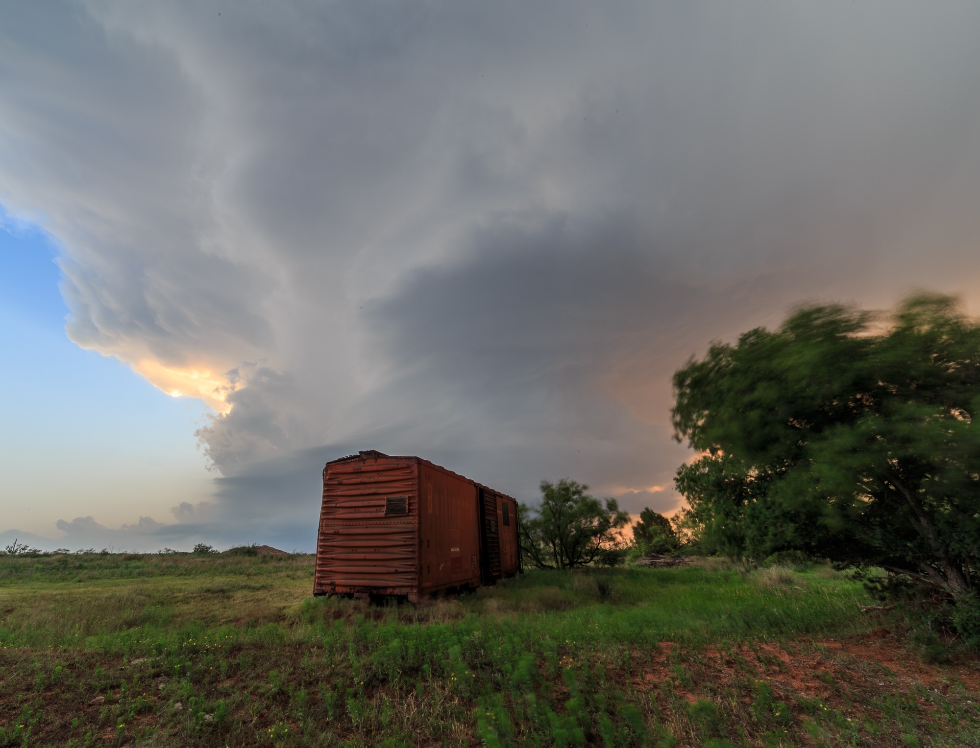 Boxcar in front of a supercell