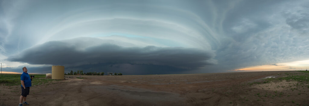 Zac looks on as a shelf cloud approaches in the Texas panhandle