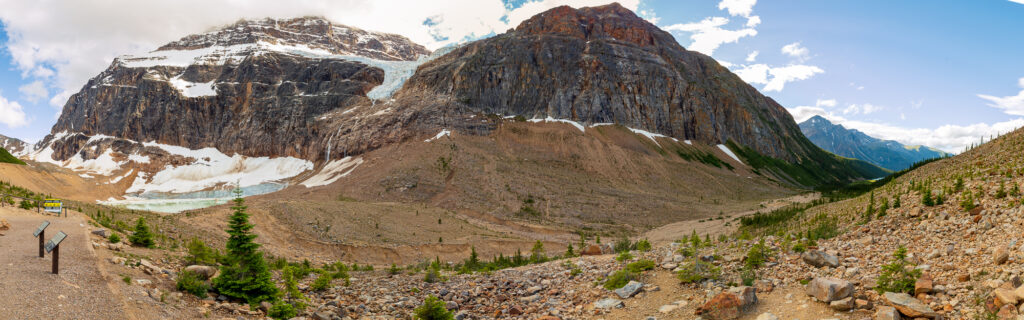 A view down the Edith Cavell Trail in Jasper National Park