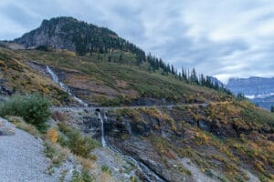 Haystack Creek waterfalls on Going to the Sun Road