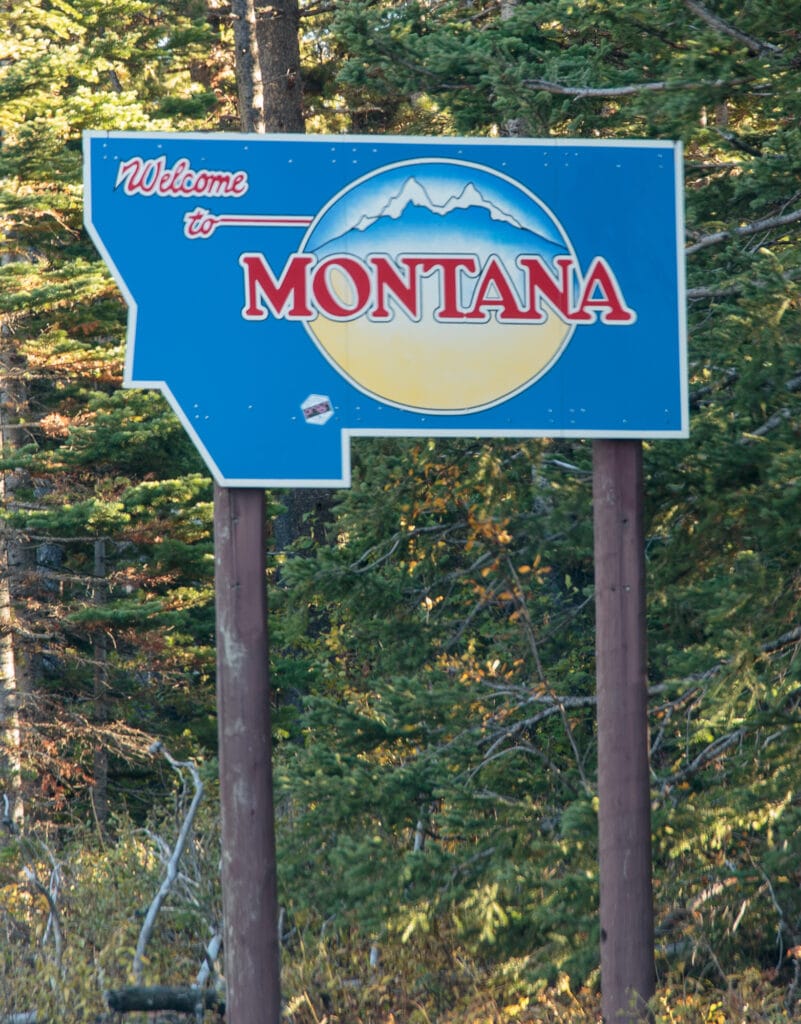 Welcome to Montana Sign at Chief Mountain Border Crossing