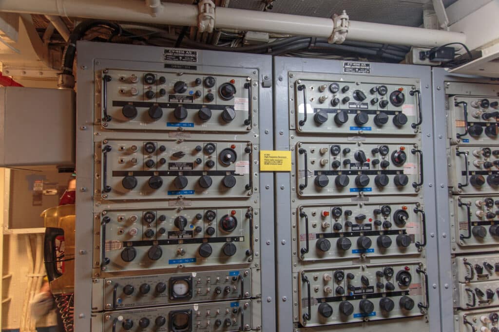 Radio room on USS Midway
