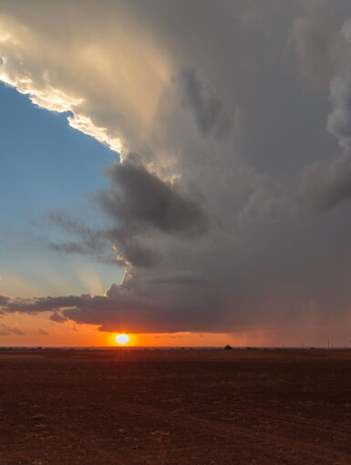 Sunset under a developing supercell