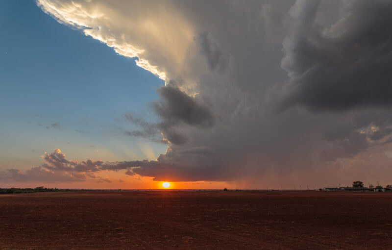 Sunset under a developing supercell