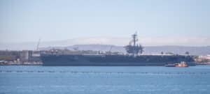 The USS Carl Vinson across the San Diego bay from the USS Midway