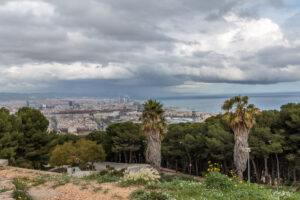 Barcelona with storm from the Castle