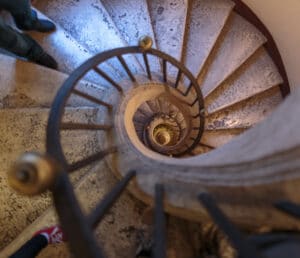 Free standing circular staircase inside Basilica di Santa Maria Maggiore