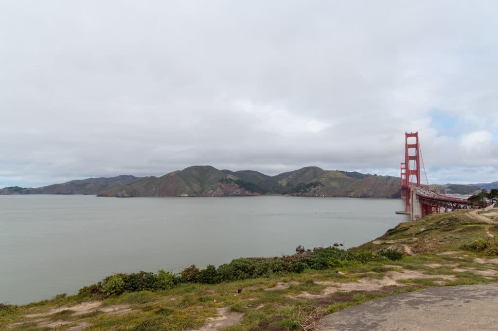 Looking north at the Bay Entrance and Golden Gate Bridge