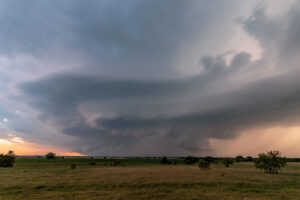 Storm gets some pretty structure at sunset near Prosper, TX April 21, 2017