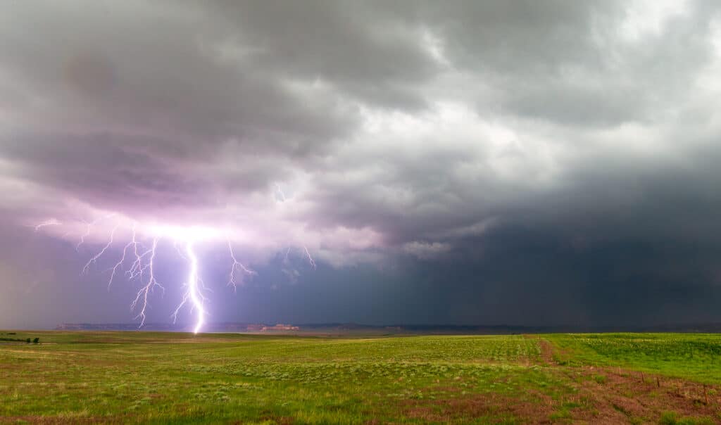 Close lightning strike near Scottsbluff, Nebraska on June 12, 2017