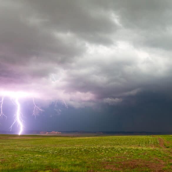 Close lightning strike near Scottsbluff, Nebraska on June 12, 2017