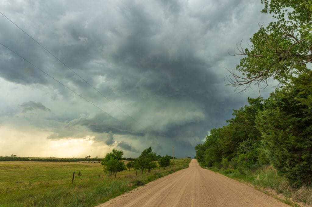 A storm at the end of a Nebraska road