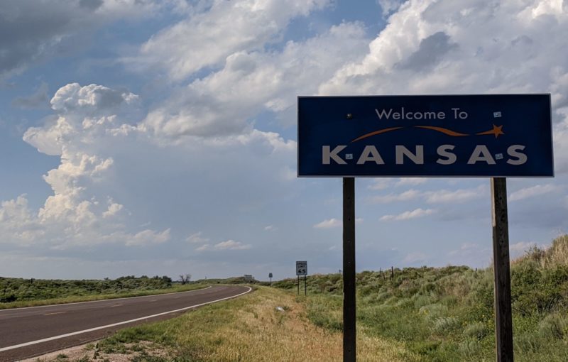Welcome to Kansas sign with a developing LP Supercell