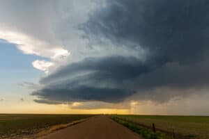A dirt road leading to a mesocyclone of an LP supercell in Southwest Kansas