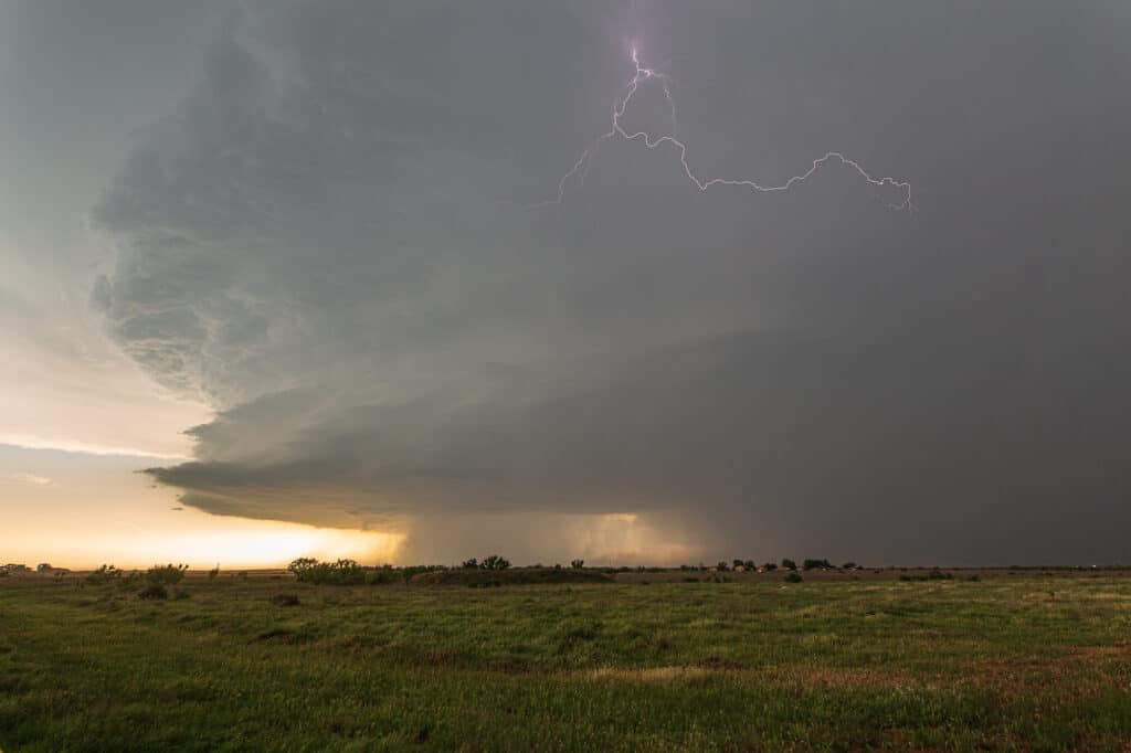 Lightning Bolt in supercell structure near Vernon, TX on May 7, 2020