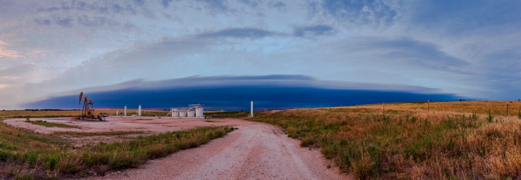 Pano of a shelf cloud east of Roll, OK