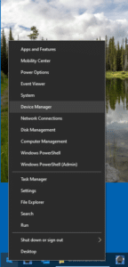 Entering Device Manager on Windows 10